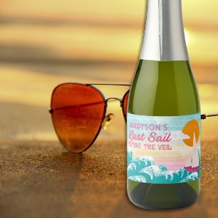 Letztes Segel vor dem Veil Sailboat Bachelorette Schaumweinetikett