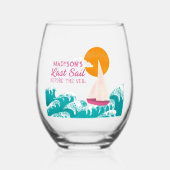 Letztes Segel vor dem Veil Sailboat Bachelorette Weinglas Ohne Stiel (Vorderseite)