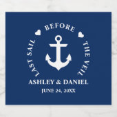 Letztes Segel vor der Schleier-Nautik-Hochzeit Schaumweinetikett (Einzelnes Label)