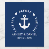 Letztes Segel vor der Schleier-Nautik-Hochzeit Weinetikett (Einzelnes Label)