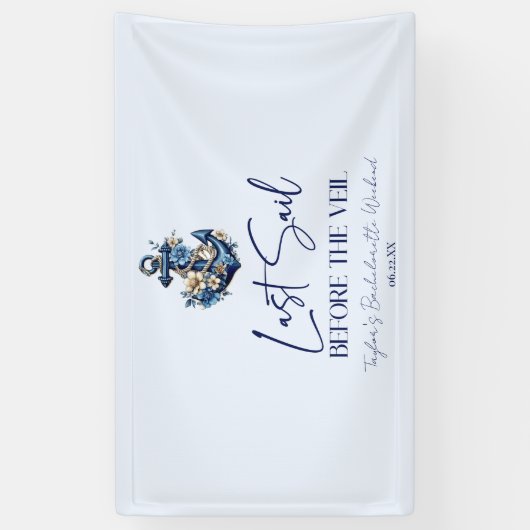 Letztes Segel vor Veil Bachelorette Wochenende Par Banner (Vertikal)