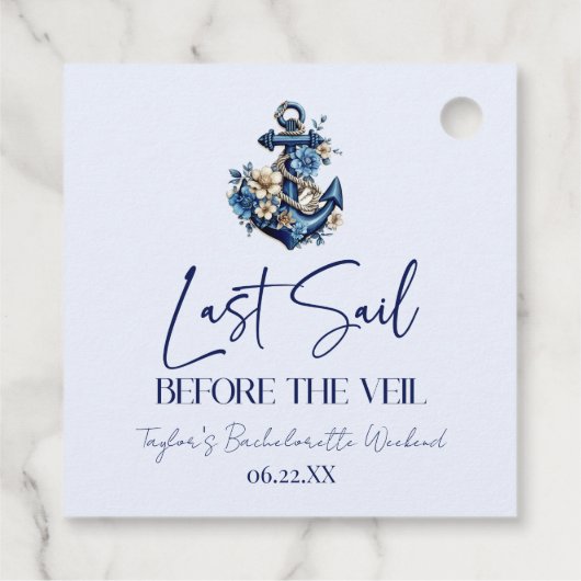 Letztes Segel vor Veil Bachelorette Wochenende Par Geschenkanhänger (Rückseite)