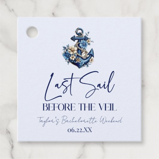 Letztes Segel vor Veil Bachelorette Wochenende Par Geschenkanhänger (Vorderseite)