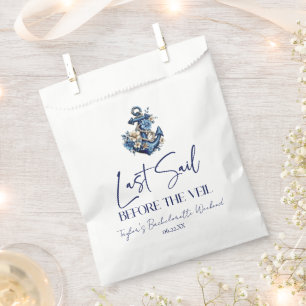 Letztes Segel vor Veil Bachelorette Wochenende Par Geschenktütchen