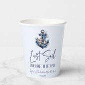 Letztes Segel vor Veil Bachelorette Wochenende Par Pappbecher (Rückseite)