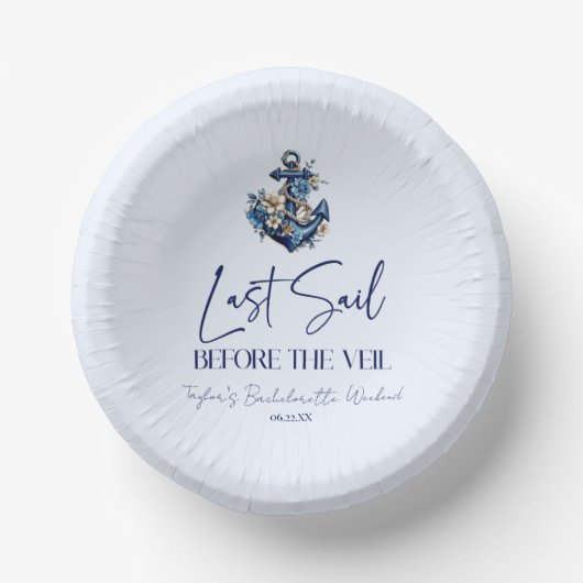 Letztes Segel vor Veil Bachelorette Wochenende Par Pappteller (Vorderseite)