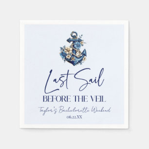 Letztes Segel vor Veil Bachelorette Wochenende Par Serviette