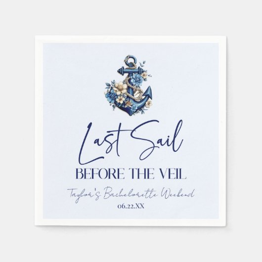 Letztes Segel vor Veil Bachelorette Wochenende Par Serviette (Vorderseite)