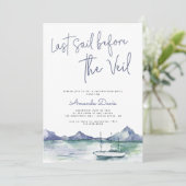 Letztes Segel vor Veil Nautical Modern Bachelorett Einladung (Stehend Vorderseite)