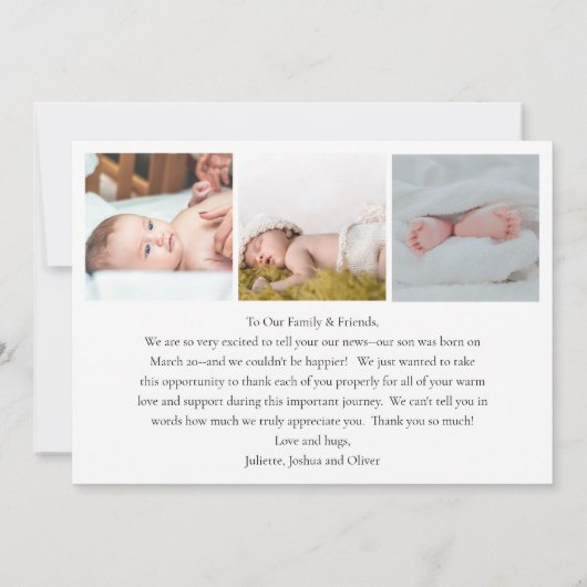 Letztes Skript 4 Foto Baby Birth Ankündigung (Rückseite)