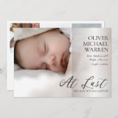 Letztes Skript 4 Foto Baby Birth Ankündigung (Vorne/Hinten)