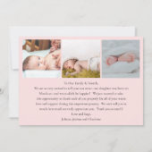 Letztes Skript 4 Foto Baby Pink Birth Ankündigung (Rückseite)