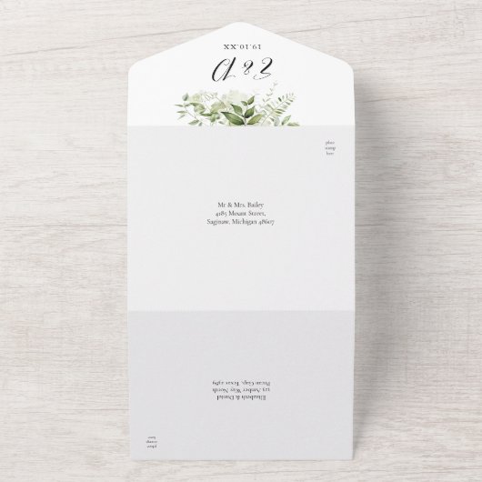 Letztes Skript Botanische Grünen Hochzeit All In One Einladung (Außenbereich)