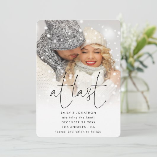 Letztes Skript Foto Overlay QR WinterWedding Save The Date (Stehend Vorderseite)
