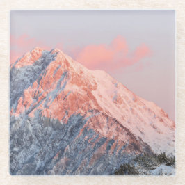 Letztes Sonnenlicht auf dem Berg Storžič, Slowenie Glasuntersetzer