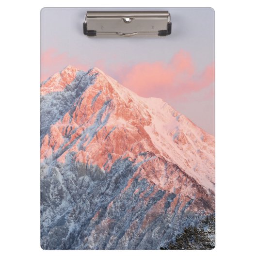 Letztes Sonnenlicht auf dem Berg Storžič, Slowenie Klemmbrett (Vorderseite)