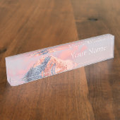 Letztes Sonnenlicht auf dem Berg Storžič, Slowenie Namensplakette (Seite)