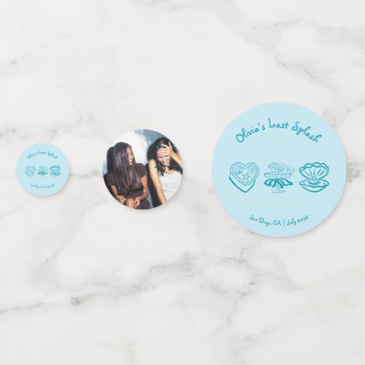 Letztes Splash-Junggeselinnen-Abschied-Dekor-Foto Konfetti (Rückseiten)