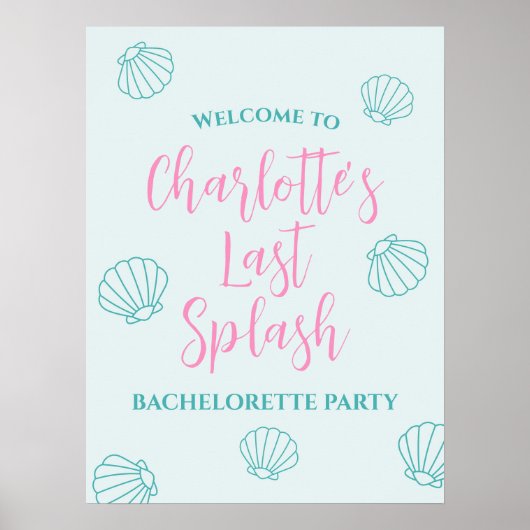 Letztes Splash Seashell Beach Bachelorette Empfang Poster (Vorne)