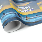 Letztes Surfen am Tag, Happy Surfday (Geburtstag) Geschenkpapier (Rolleneckpunkt)