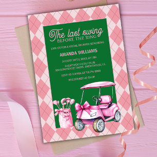 Letztes Swing Pink & Green Raute Golf Brautparty Einladung