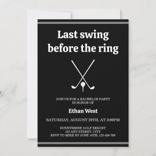 Letztes Swing Stilvolle Schwarz-weiße Bachelor Par Einladung (Vorderseite)