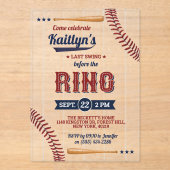 Letztes Swing vor dem Ring! Baseball-Brautparty Acryleinladungen (Vorderseite)