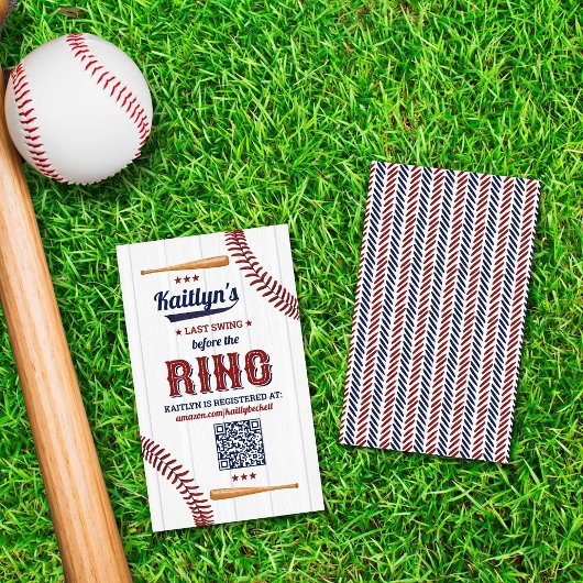 Letztes Swing vor dem Ring! Baseball-Brautparty Begleitkarte