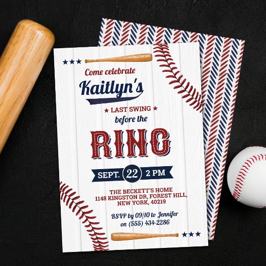 Letztes Swing vor dem Ring! Baseball-Brautparty Einladung
