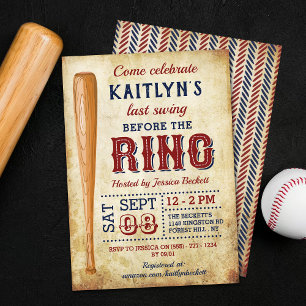 Letztes Swing vor dem Ring! Baseball-Brautparty Einladung