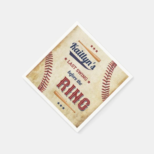 Letztes Swing vor dem Ring! Baseball-Brautparty Serviette (Ecke)