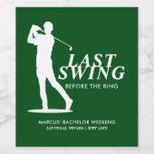 Letztes Swing vor dem Ring Golf Bachelor Weinetikett (Einzelnes Label)