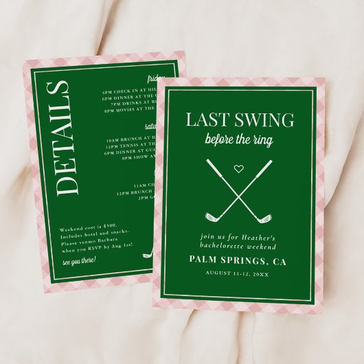 Letztes Swing vor dem Ring Golf Bachelorette Einladung