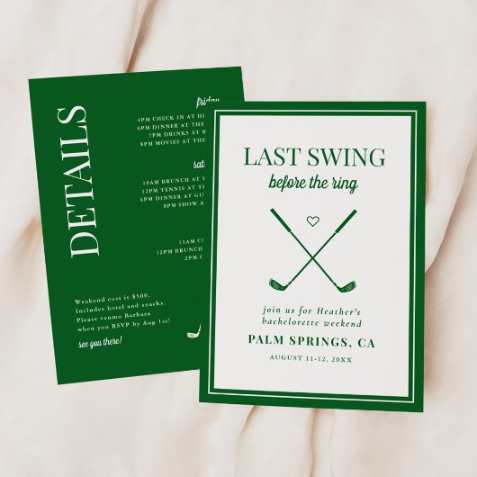 Letztes Swing vor dem Ring Golf Bachelorette Einladung