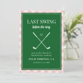 Letztes Swing vor dem Ring Golf Bachelorette Einladung (Stehend Vorderseite)