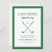 Letztes Swing vor dem Ring Golf Bachelorette Einladung (Vorderseite)