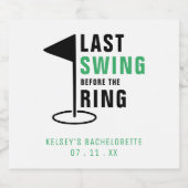 Letztes Swing vor dem Ring Golf Junggeselinnen-Abs Schaumweinetikett (Einzelnes Label)
