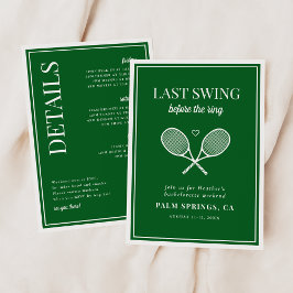 Letztes Swing vor dem Ring Tennis Bachelorette Einladung