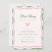 Letztes Swing vor dem Ring Tennis Brautparty Einladung (Vorderseite)
