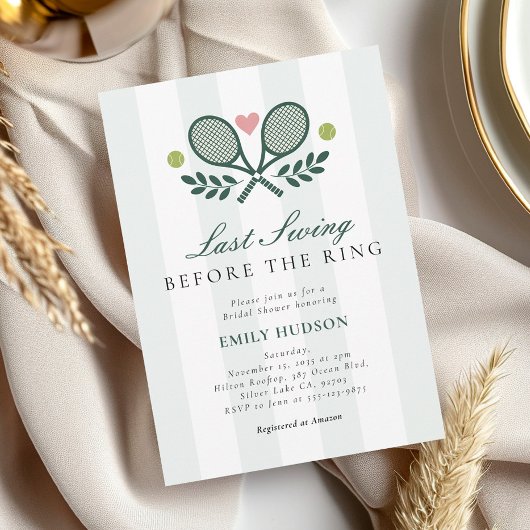 Letztes Swing vor dem Ring Tennis Brautparty Einladung