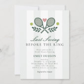 Letztes Swing vor dem Ring Tennis Brautparty Einladung (Vorderseite)