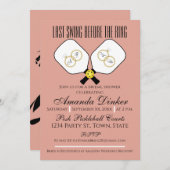 Letztes Swing vor der Hochzeit Pickleball Pink Einladung (Vorne/Hinten)