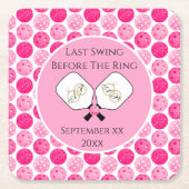 Letztes Swing vor der Hochzeit Pickleball Pink Rechteckiger Pappuntersetzer (Vorderseite)