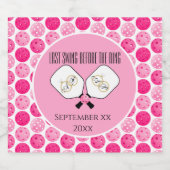 Letztes Swing vor der Hochzeit Pickleball Pink Schaumweinetikett (Einzelnes Label)