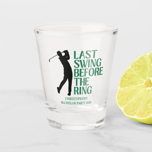 Letztes Swing vor der Ring Golf Bachelor Party Schnapsglas (Vorderseite)