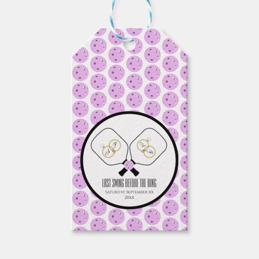 Letztes Swing vor der Ring-Hochzeit Pickleball Geschenkanhänger (Vorderseite)