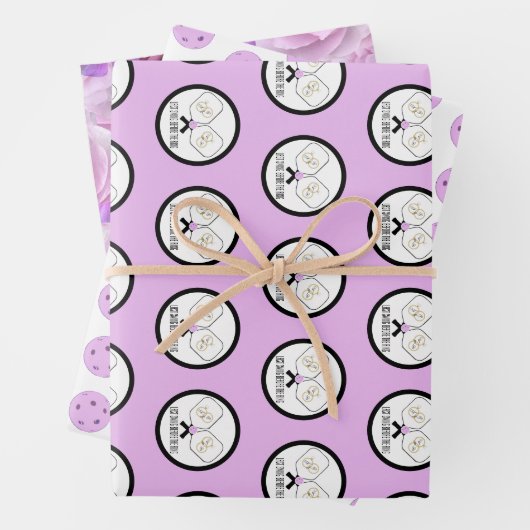 Letztes Swing vor der Ring-Hochzeit Pickleball Geschenkpapier Set (Beispiel)