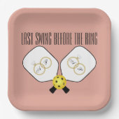 Letztes Swing vor der Ring-Hochzeit Pickleball Pappteller (Vorderseite)