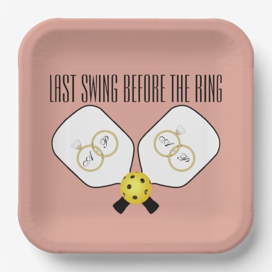 Letztes Swing vor der Ring-Hochzeit Pickleball Pappteller (Vorderseite)