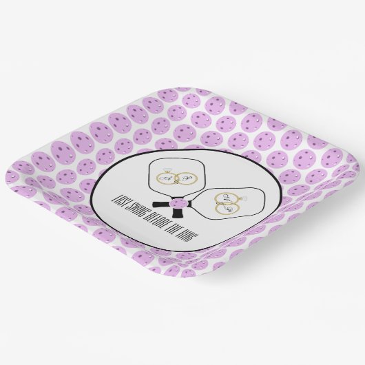 Letztes Swing vor der Ring-Hochzeit Pickleball Pappteller (Gewinkelt)